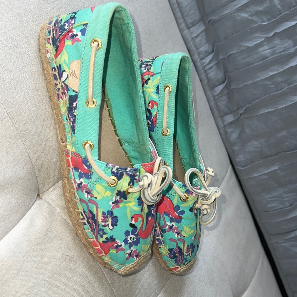 Pink flamingo espadrilles Sperrys